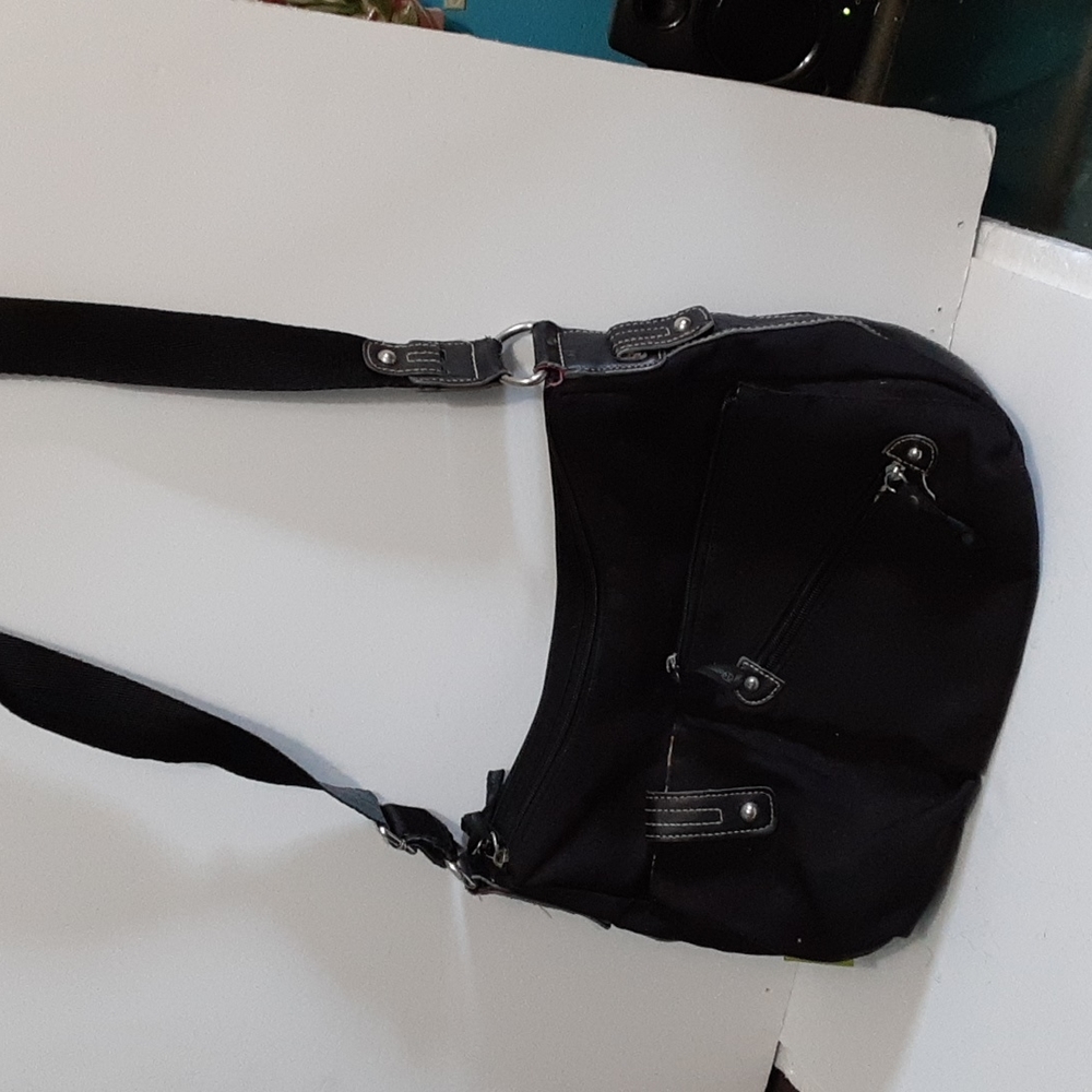 Lilly Bloom black cloth cross body handbag